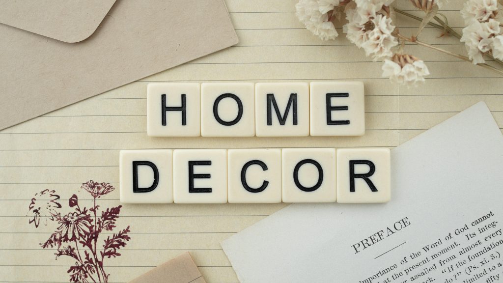 pexels photo 5200279 5200279 Flat lay arrangement featuring home decor theme with Scrabble letters on a vintage background.